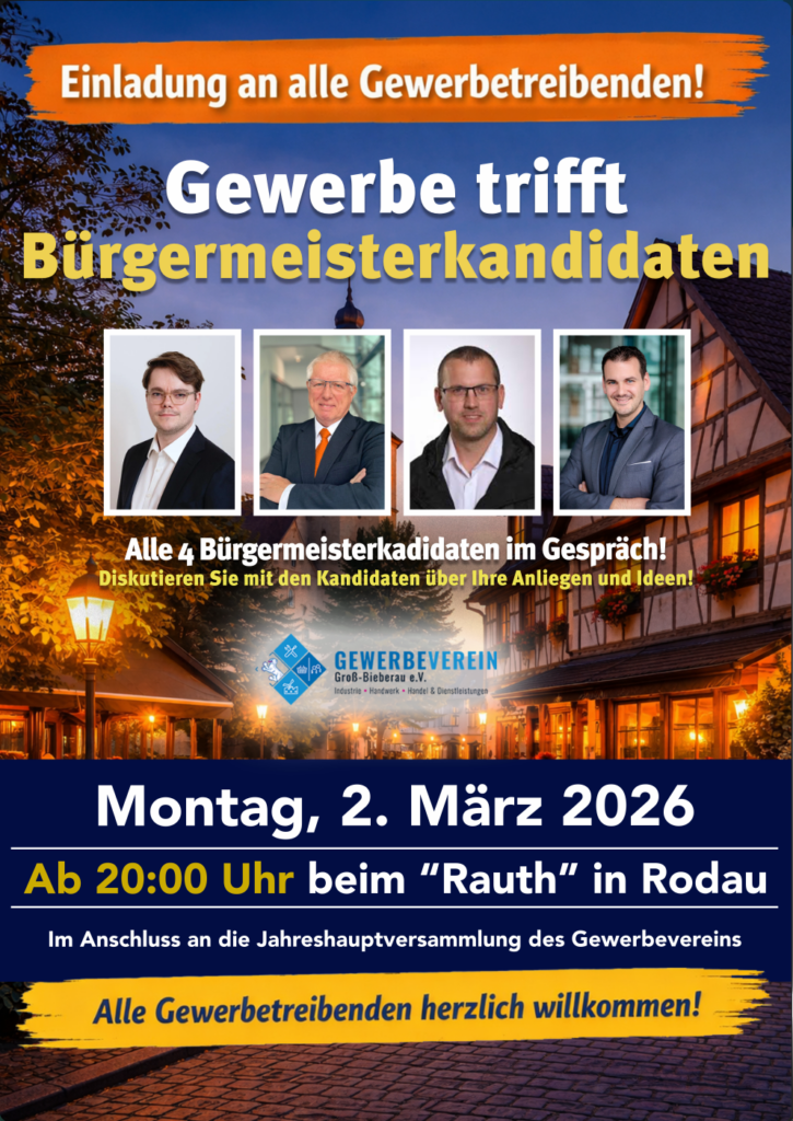 Einladung JHV und Gewerbe trifft Bürgermeisterkandidaten