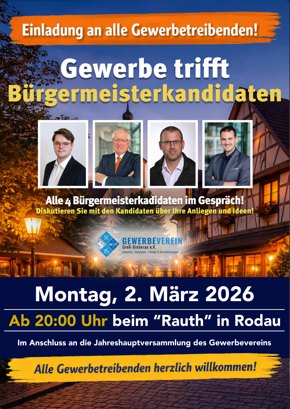 Einladung JHV und Gewerbe trifft Bürgermeisterkandidaten